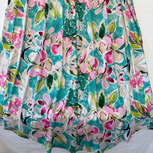 TORRID Studio Wrap Sleeveless Midi Dress Women's Size 3 Floral Aqua Blue Pink - Picture 9 of 15